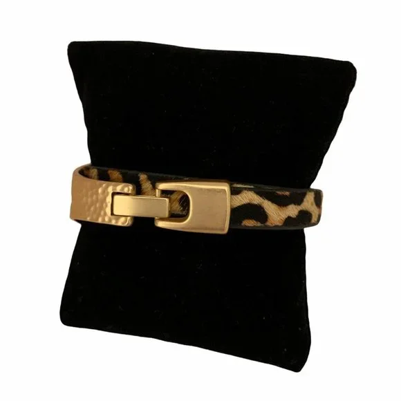 Saachi Wild Loop Hammer Metal & Leather Leopard - Picture 3 of 7